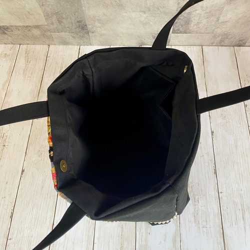 A4サイズ収納可能！美しいインド刺繍リボンのトートバッグ【Lサイズ