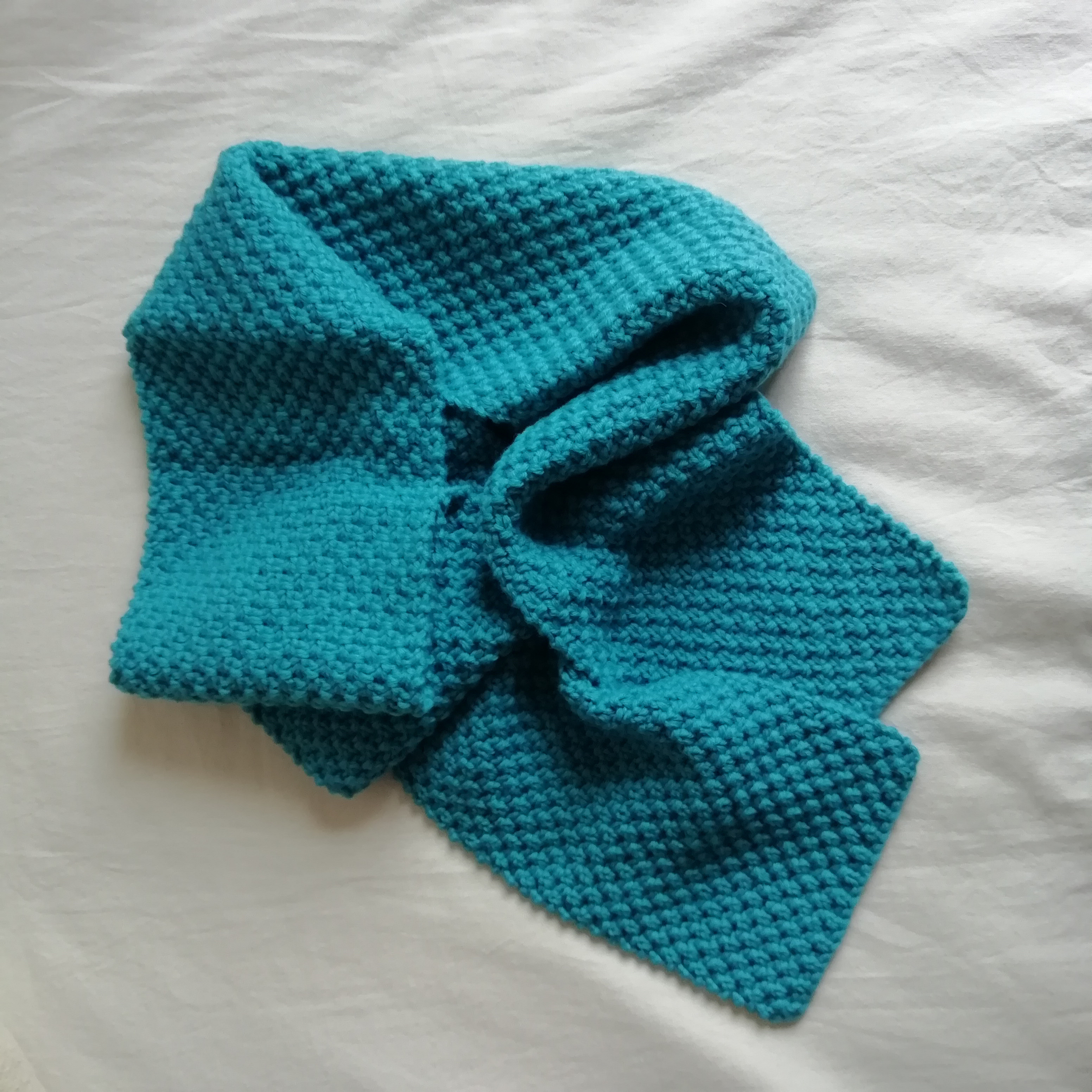 いつものマフラー メリノウール100% ターコイズ ユニセックス 大人と子ども 天然繊維
