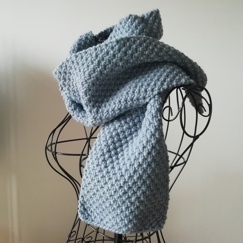 11月より14000円〉いつものマフラー メリノウール100% ブルーグレー