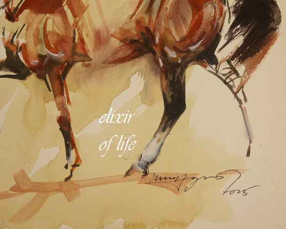 Dressage Horse 2025（高級水彩画用紙３２ｃｍ×４１，５ｃｍ、墨、水彩） 2枚目の画像