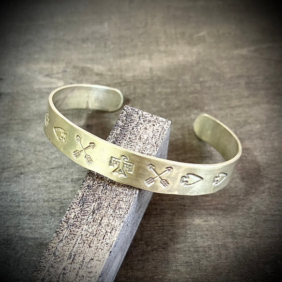 brass 真鍮 ブラス スタンプワーク ブレスレット バングル 
