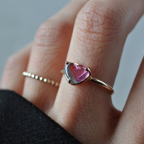 K10】Bicolor Tourmaline バイカラートルマリン ハート リング 指輪