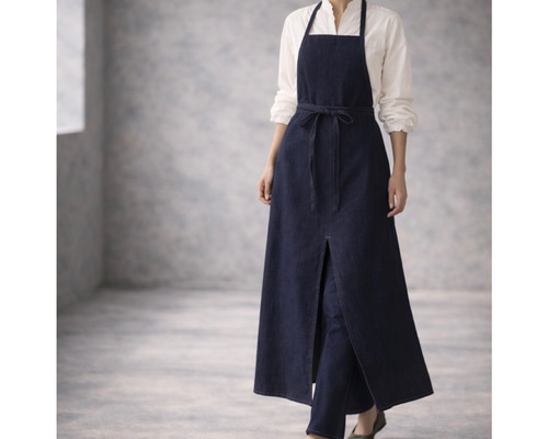 岡山児島デニムで仕立てた、前スリット美シルエットライトオンスソフト