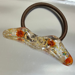 フラワーレジンヘアゴム ホワイト シックカラー 大人かわいい お花