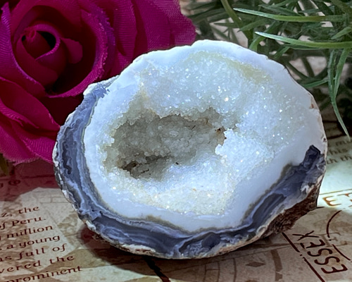 キラキラドゥルージー✨ レース瑪瑙 アゲート ジオード 晶洞 原石 ラフ