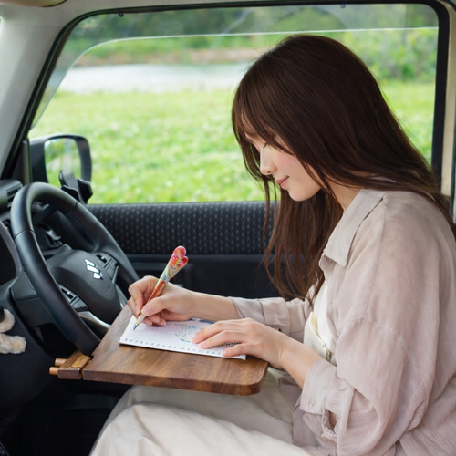 ウォールナット】折りたためる車載デスク 移動できる書斎 車中泊