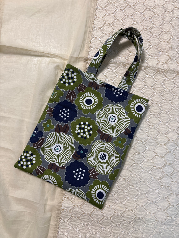 リーフ柄 ぺたんこトートバッグ（S） - NORI工房 | minne 国内