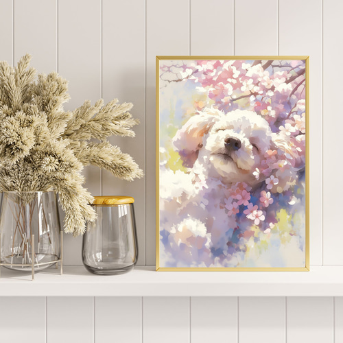 桜犬戯舞 - トイプードル犬 No.2】桜・花見・春・花びら・子犬・ペット