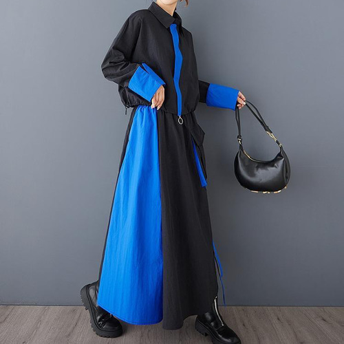 大きいサイズ スカート セットアップ ブルー レディース 秋冬 春 新品