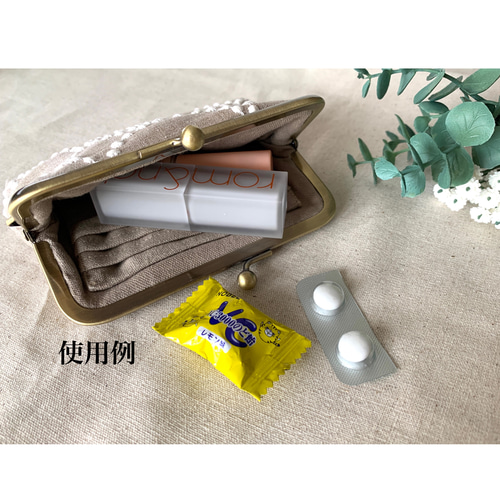ミナペルホネン　タンバリン　ベージュ　ハンドメイド　がま口　コインケース　ポーチ ミナペルホネン　タンバリン　ベージュ　ハンドメイド　がま口　コインケース　ポーチ