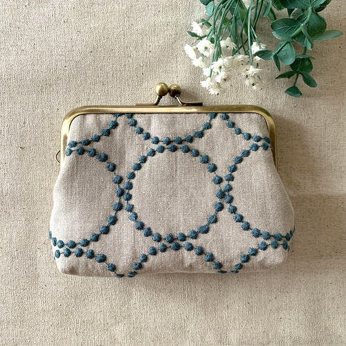 ミナペルホネン タンバリン ベージュ×ブルーグレー ハンドメイド