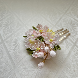 正絹羽二重 つまみ細工 鶴の髪飾り 紫 その他ヘアアクセサリー ふひと