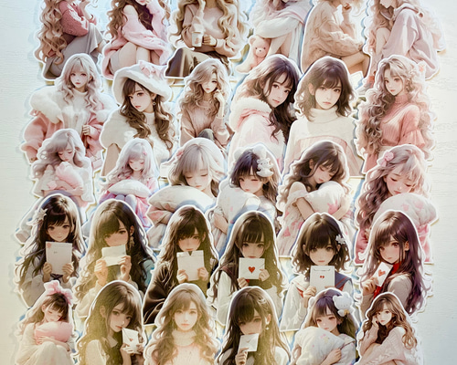 女の子ダイカット30枚 No.407おすそ分けファイル 手帳デコ