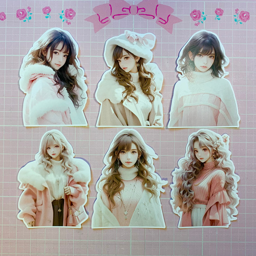 女の子ダイカット30枚 No.407おすそ分けファイル 手帳デコ