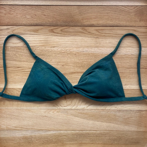 【藍、槐】草木染めブラ　オーガニックコットン　femcare　しめつけない　綿　ブラ　ヨガ　リラックス　見えてもかわいい 2枚目の画像