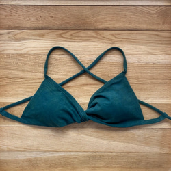 【藍、槐】草木染めブラ　オーガニックコットン　femcare　しめつけない　綿　ブラ　ヨガ　リラックス　見えてもかわいい 4枚目の画像