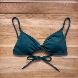 【藍、槐】草木染めブラ　オーガニックコットン　femcare　しめつけない　綿　ブラ　ヨガ　リラックス　見えてもかわいい 1枚目の画像