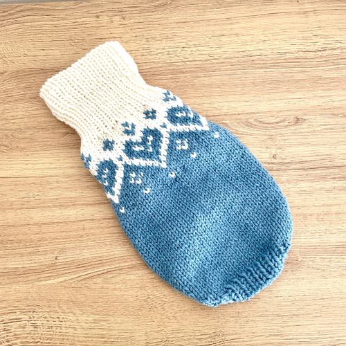 小型犬用編み込みセーター☆ターコイズ☆ハート模様☆ペットセーター