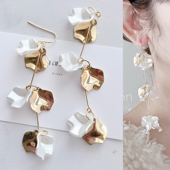 金属アレルギー サージカルステンレス フック フラワー 花びら ピアス