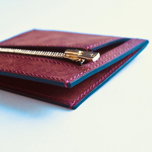 薄くて小さなフラグメントケース【レッドブラウン】財布 イタリアン