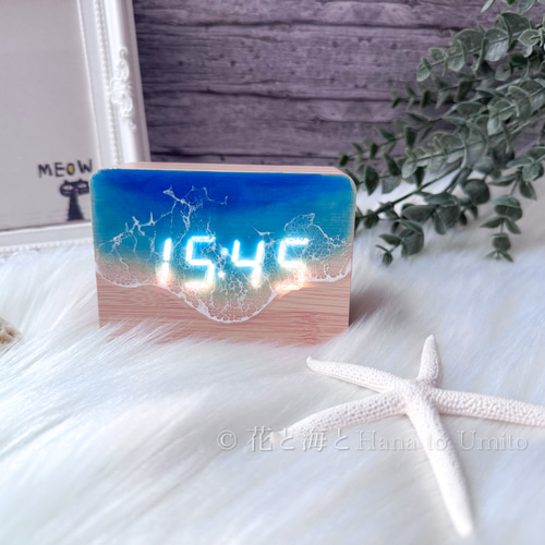 デジタル時計　波レジン　海レジン 壁掛け時計 海レジン 波レジン - KSL_resin art | minne byGMO