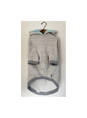 大型犬　粗びきグレー杢スウエットパーカー　ブルー