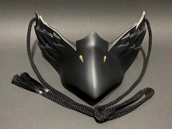 黒檀のお面 烏面（黒×銀） その他ファッション 朧 通販 18729334｜Creema