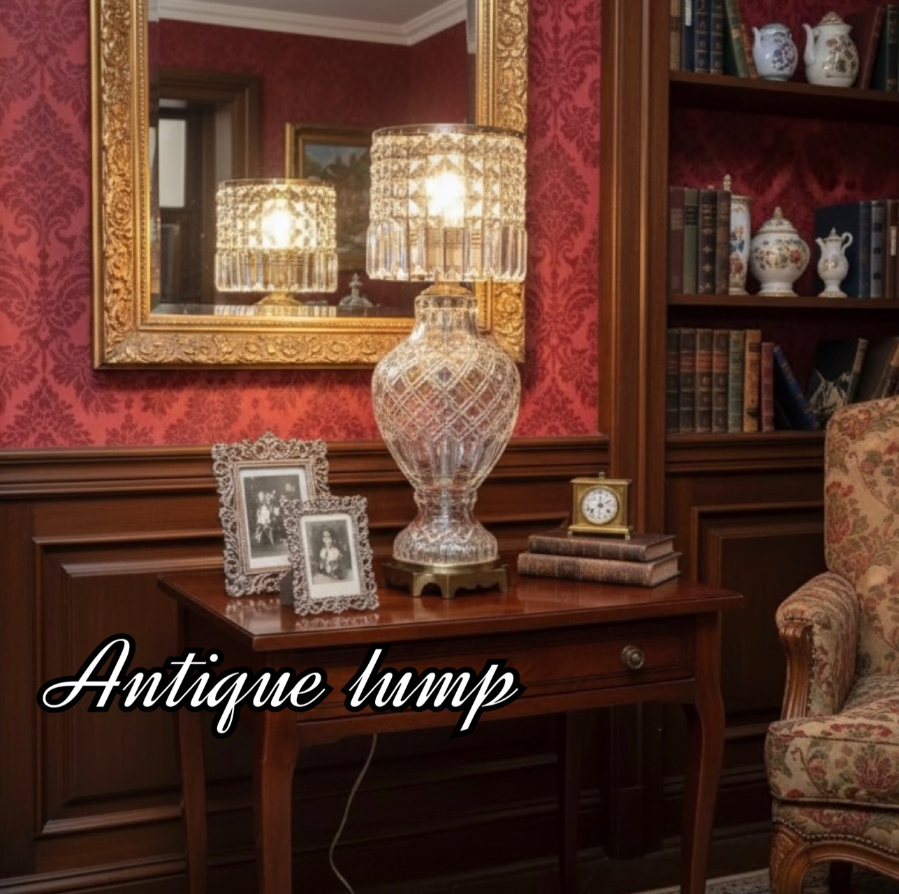 アンティークランプ  エレガントなスタンドランプ  クリスタル シャンデリア