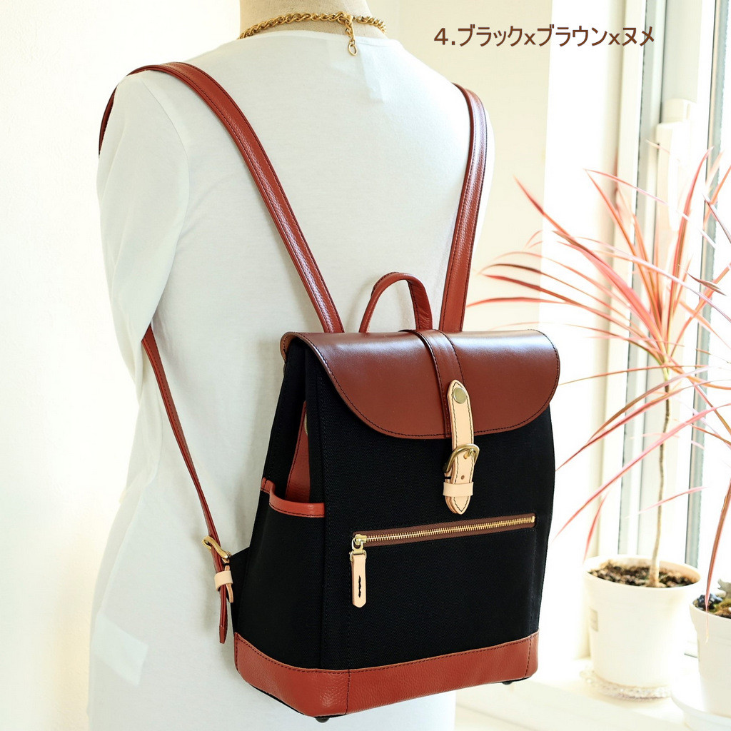 選べる５色！大人の帆布＆レザートリムminiminiスリムリュック New!!