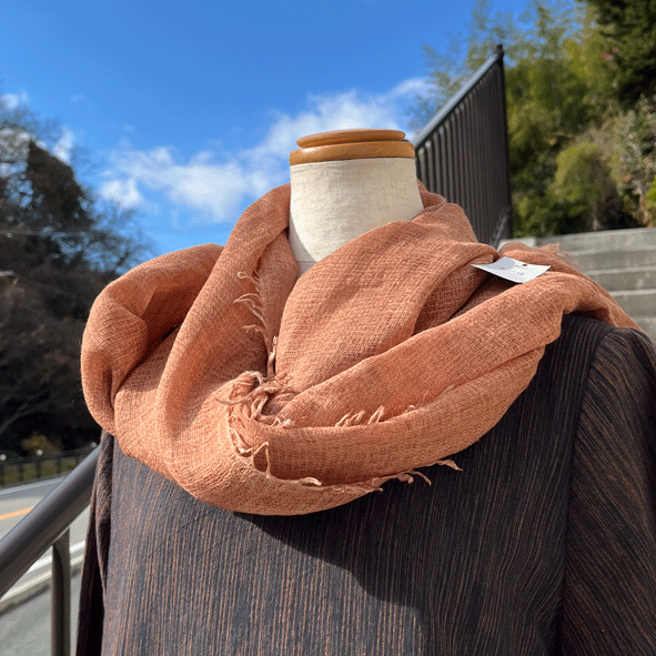 播州柿渋染めストールK24099