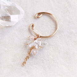 アイオライト、アクアマリン 小粒とチェーンの揺れるイヤーカフ 14kgf