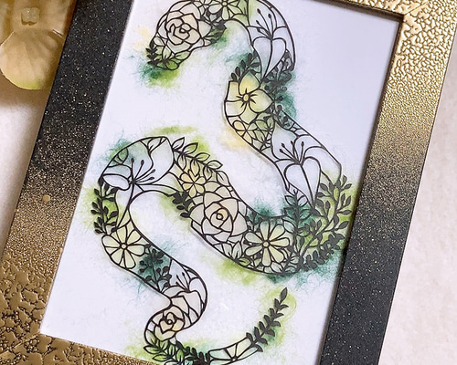 蛇と花の手描きアート作品 fbcf727561915521810498f3cd52bb
