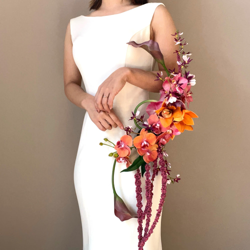 お洒落花嫁様に人気のトレンドリングブーケ/胡蝶蘭|フープブーケ