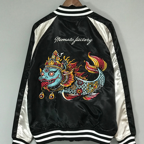 スカジャン 刺繍 スカジャン 龍と黒豹刺繍 日本製本格刺繍のスカジャン