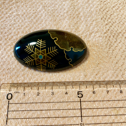 輪島塗【優華JAPAN 】ブローチ 黒塗 雪華蒔絵 ブローチ あーと・きよの