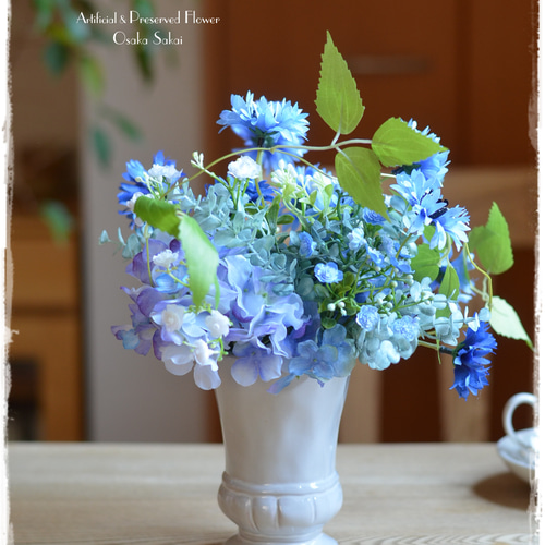 アート【Creema限定】青から薄紫色グラデーション紫陽花と濃淡