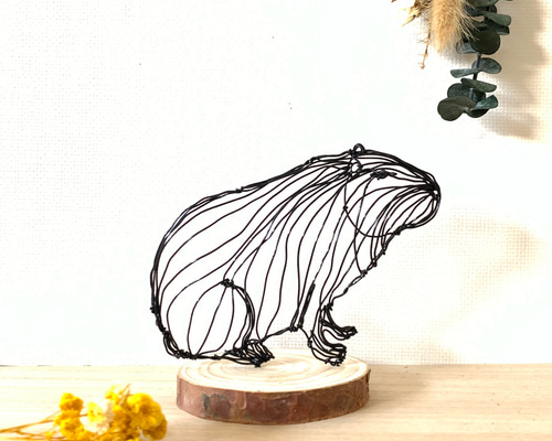 迫力超リアル作家物立体ワイヤーアート存在感オブジェ黒いランチュウ金魚