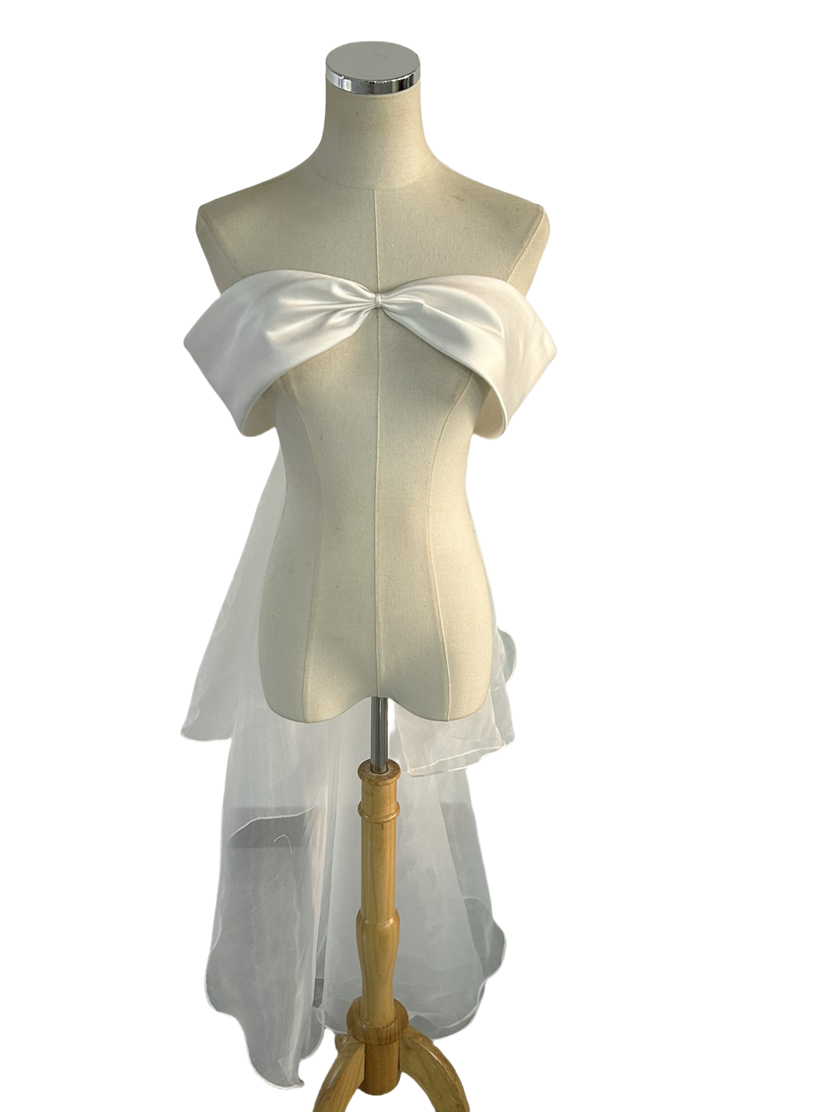 オフショルダー オーガンジー オフホワイト 色直し 披露宴/結婚式 華やか 肩出し