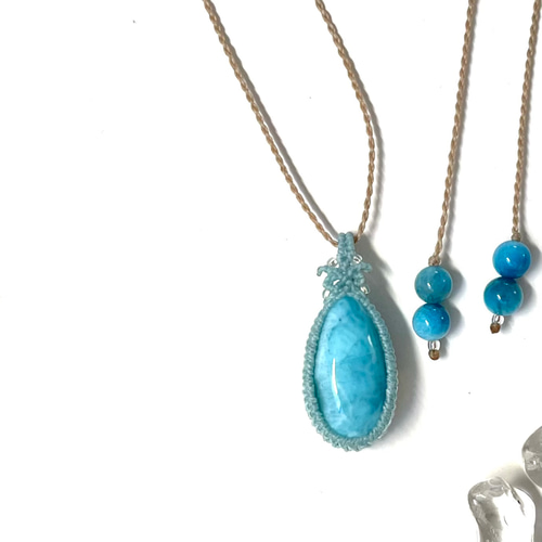 輝きのひと粒♪極上ラリマーの天然石マクラメ編みネックレス