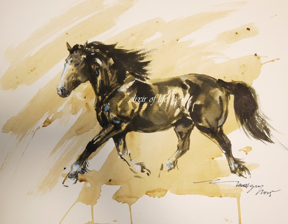 荷馬２０２５ (高級水彩画用紙３２ｃｍ×４１，５ｃｍ、コーヒー、墨） 1枚目の画像
