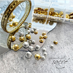 在庫限り》ゴールド&シルバー 半球パーツ ネイル ジェル デコ レジン