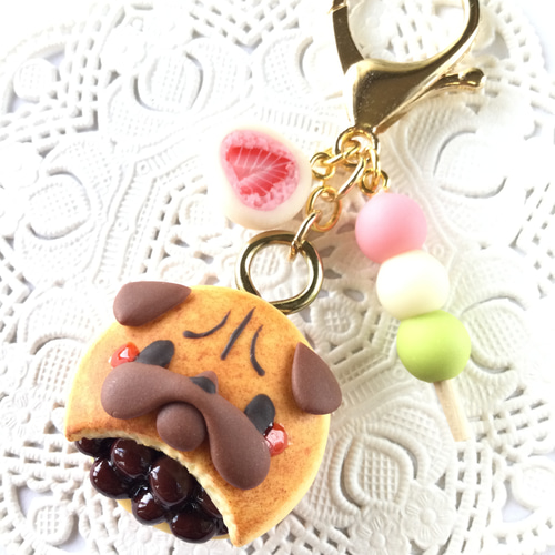 フェイクスイーツ*パグちゃん・どら焼き・三色団子・苺大福・チャーム