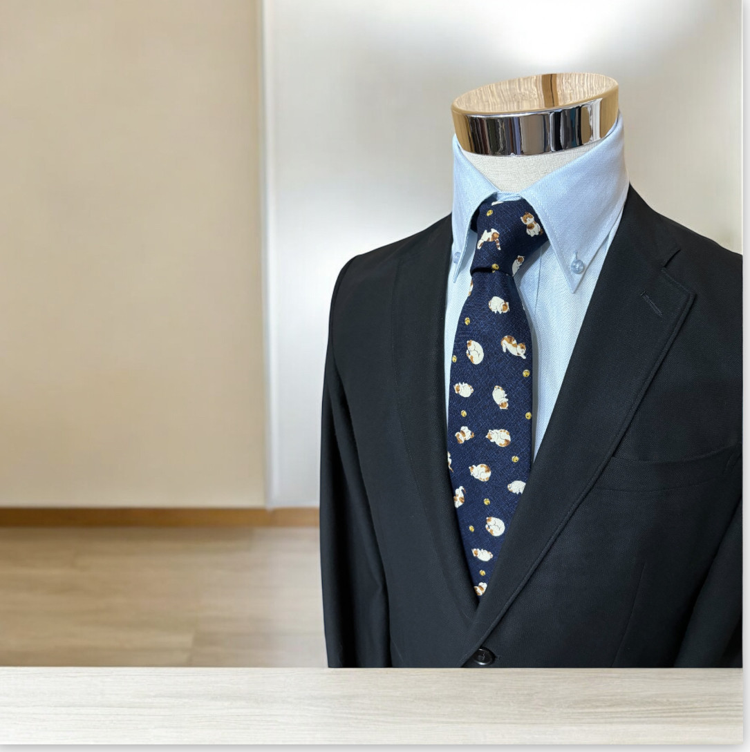 ほのぼの和柄猫さんネクタイ