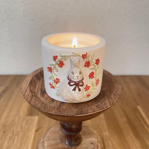 うさぎと実の器〉キャンドル アロマキャンドル プレゼント ジェス