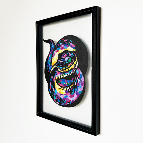 切り絵×ちぎり絵】原画アート snake -蛇- 絵画 紙のおくりもの