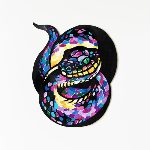 切り絵×ちぎり絵】原画アート snake -蛇- 絵画 紙のおくりもの