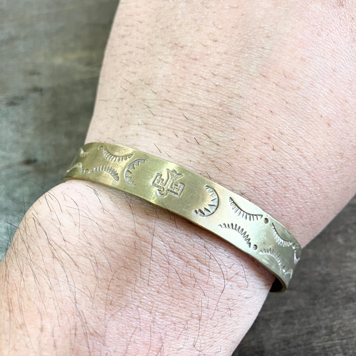 brass ブラス 真鍮 スタンプワーク ブレスレット バングル