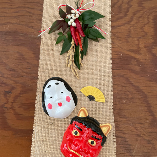 再販 2026年＊節分飾り＊ おたふくさん 鬼さん お面