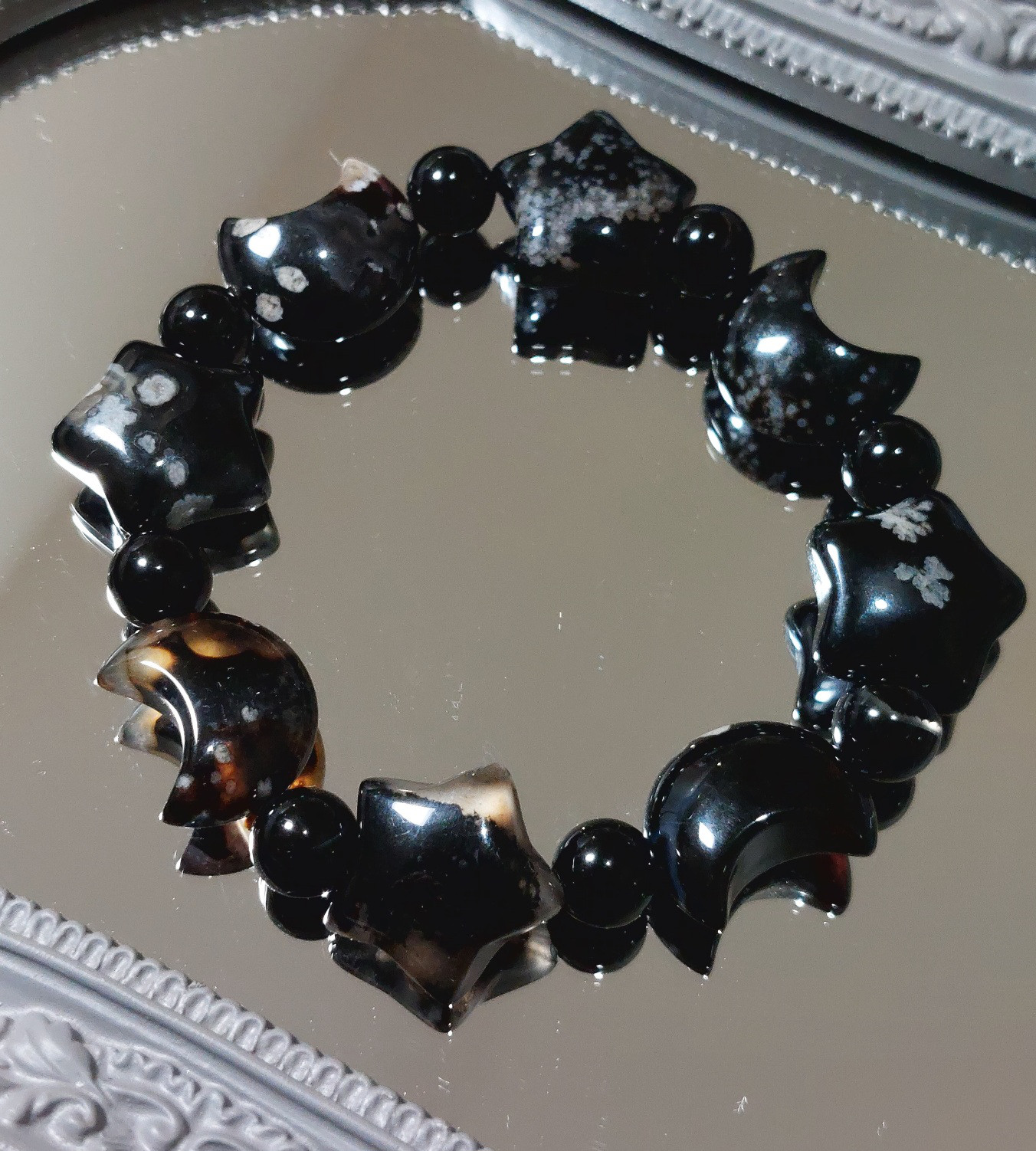 夜桜瑪瑙　夜桜メノウ　黒桜瑪瑙　ムーン型　月型　205g とても綺麗　インテリア 夜桜瑪瑙 夜桜メノウ 黒桜瑪瑙 ムーン型 月型 205g とても綺麗