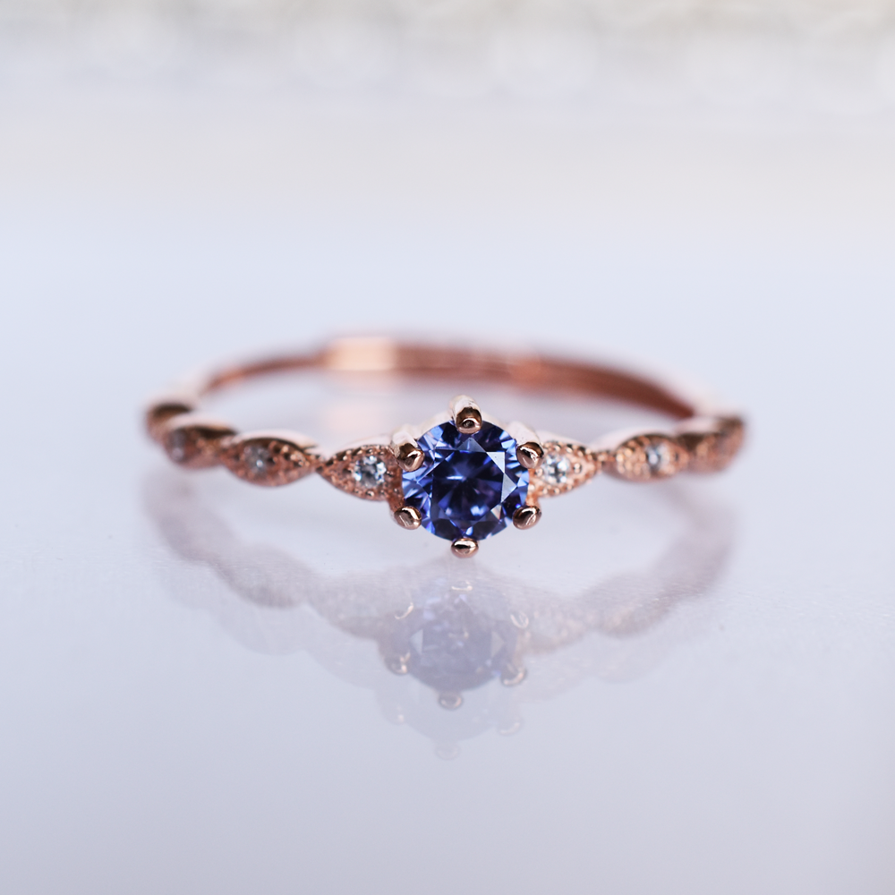 タンザナイト指輪、リング：キラキラ、華奢、プレゼント：ピンクゴールド、シルバー925：Creema限定【送料無料】